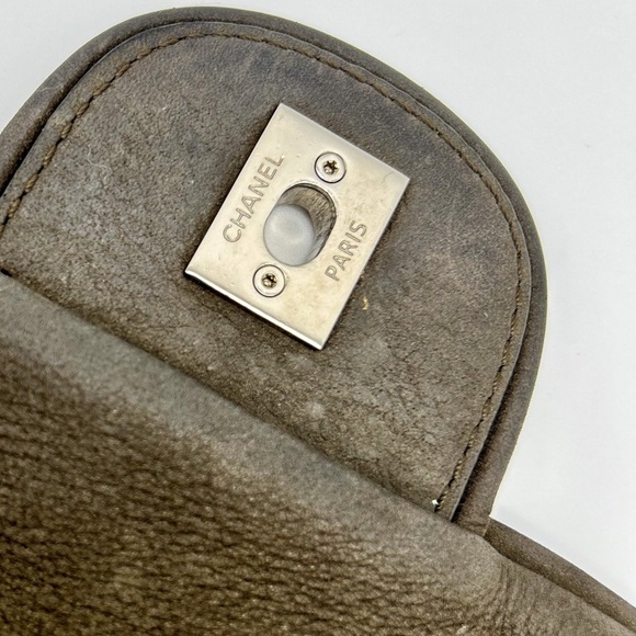 Chanel wild whipstitch flap bag grey suede silver hardware with card - Picture 3 of 16